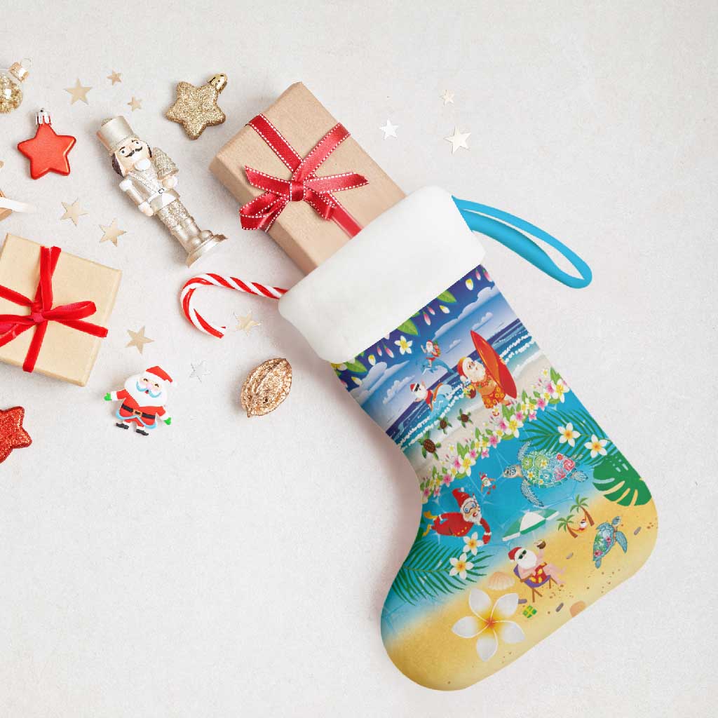 Polynesian Merry Christmas Stocking Funny Santa Beach Tropical Plant and Turtle LT03 - Polynesian Pride