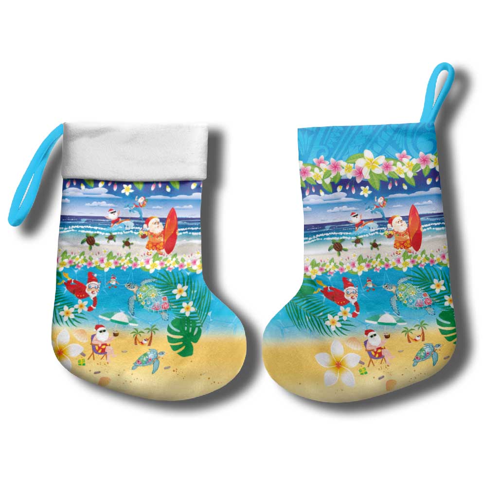 Polynesian Merry Christmas Stocking Funny Santa Beach Tropical Plant and Turtle LT03 - Polynesian Pride
