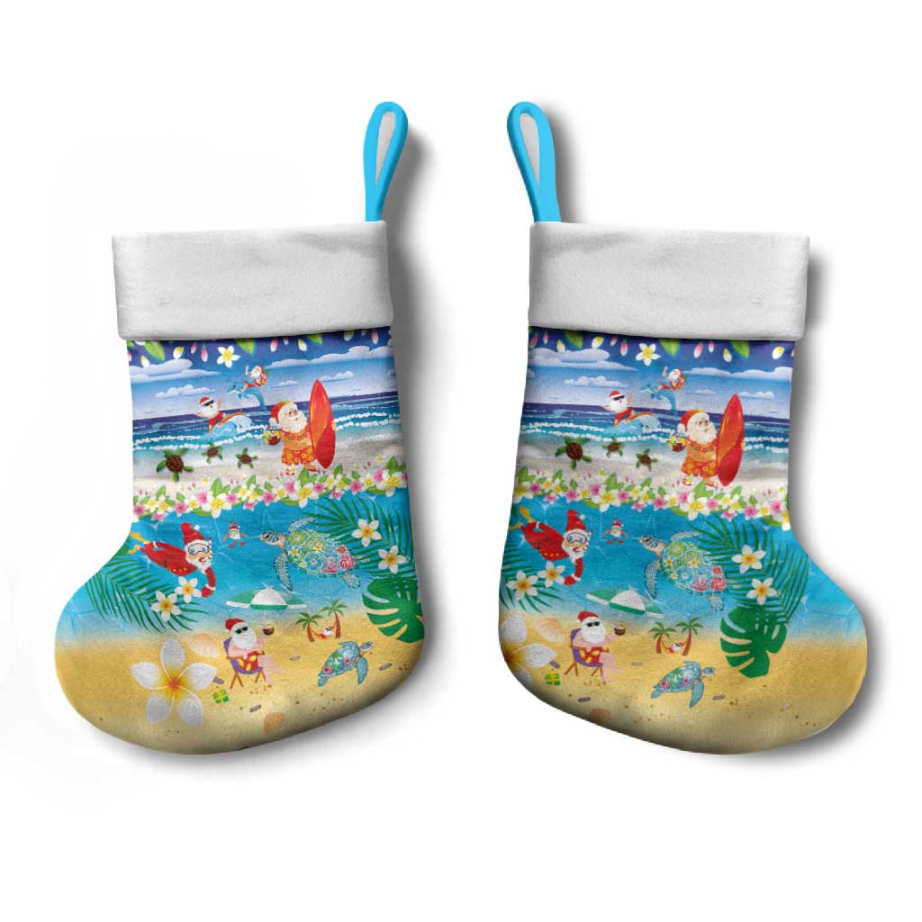 Polynesian Merry Christmas Stocking Funny Santa Beach Tropical Plant and Turtle LT03 - Polynesian Pride