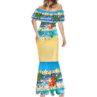 Polynesian Merry Christmas Mermaid Dress Funny Santa Beach Tropical Plant and Turtle LT03 - Polynesian Pride