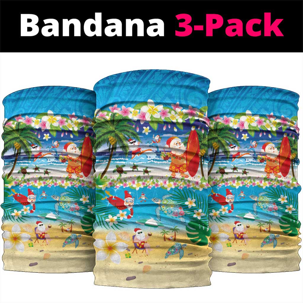 Polynesian Merry Christmas Neck Gaiter Funny Santa Beach Tropical Plant and Turtle LT03 package One Size: 25*50cm Multicolor - Polynesian Pride