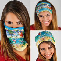 Polynesian Merry Christmas Neck Gaiter Funny Santa Beach Tropical Plant and Turtle LT03 - Polynesian Pride