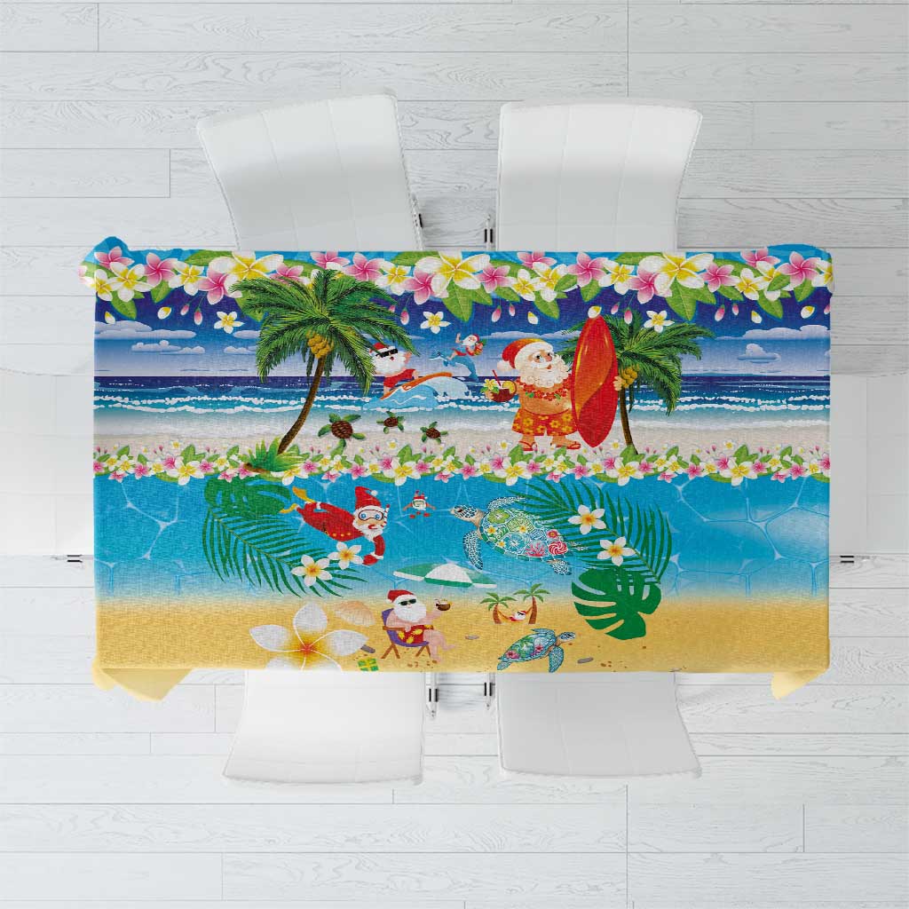 Polynesian Merry Christmas Tablecloth Funny Santa Beach Tropical Plant and Turtle LT03 Multicolor - Polynesian Pride