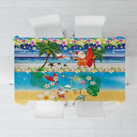 Polynesian Merry Christmas Tablecloth Funny Santa Beach Tropical Plant and Turtle LT03 Multicolor - Polynesian Pride