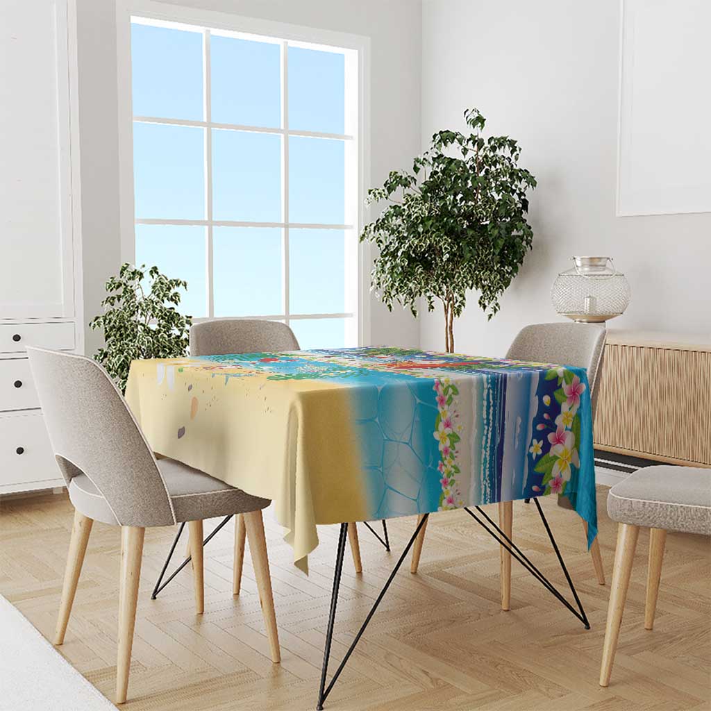 Polynesian Merry Christmas Tablecloth Funny Santa Beach Tropical Plant and Turtle LT03 - Polynesian Pride