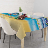 Polynesian Merry Christmas Tablecloth Funny Santa Beach Tropical Plant and Turtle LT03 - Polynesian Pride