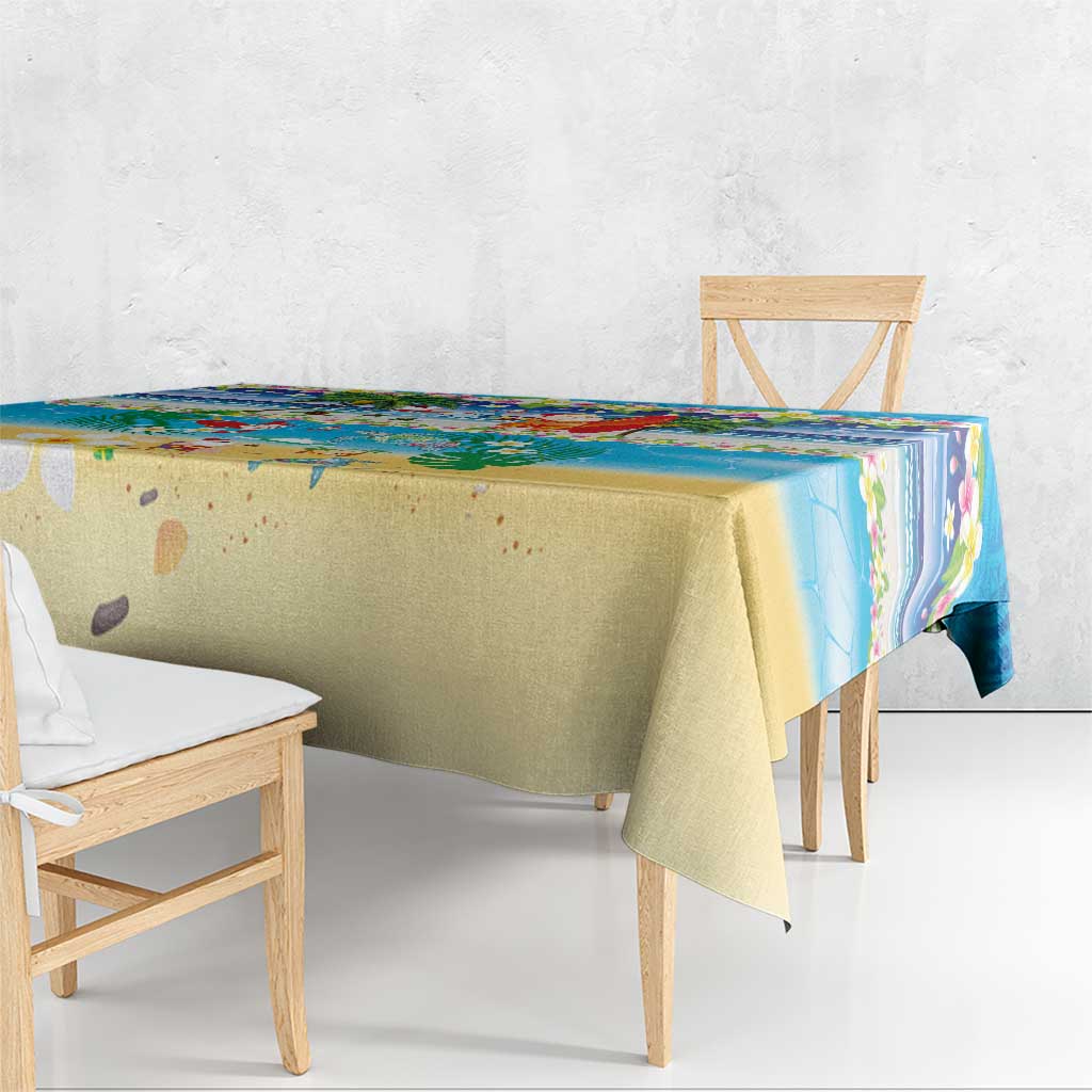 Polynesian Merry Christmas Tablecloth Funny Santa Beach Tropical Plant and Turtle LT03 - Polynesian Pride