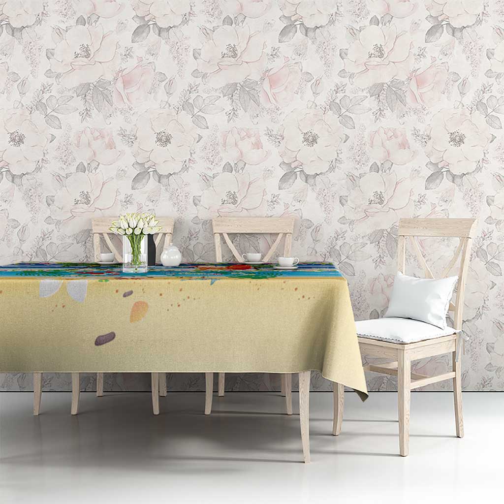 Polynesian Merry Christmas Tablecloth Funny Santa Beach Tropical Plant and Turtle LT03 - Polynesian Pride