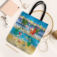 Polynesian Merry Christmas Tote Bag Funny Santa Beach Tropical Plant and Turtle LT03 Black Strap One Size Multicolor - Polynesian Pride