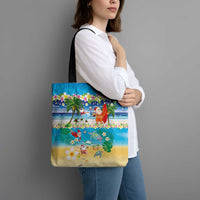Polynesian Merry Christmas Tote Bag Funny Santa Beach Tropical Plant and Turtle LT03 - Polynesian Pride