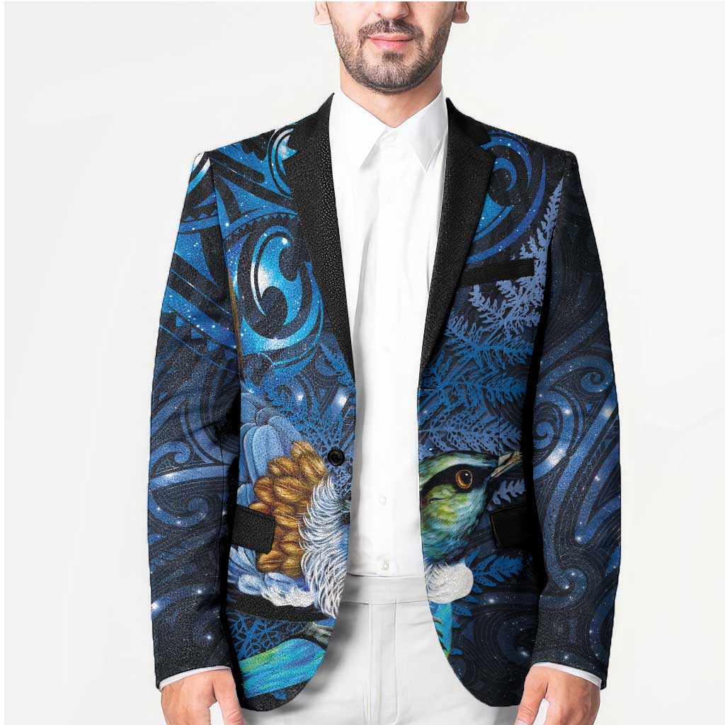 Aotearoa Matariki Blazer Maori Tribal with Silver Fern and Tui Bird Galaxy Style LT03 - Polynesian Pride