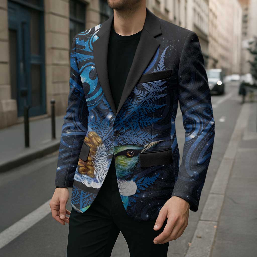 Aotearoa Matariki Blazer Maori Tribal with Silver Fern and Tui Bird Galaxy Style LT03 - Polynesian Pride
