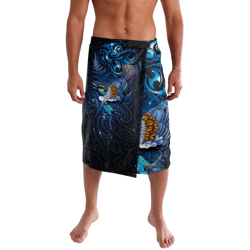 Aotearoa Matariki Lavalava Maori Tribal with Silver Fern and Tui Bird Galaxy Style LT03 Navy - Polynesian Pride