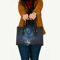 Aotearoa Matariki Leather Bag Maori Tribal with Silver Fern and Tui Bird Galaxy Style LT03 - Polynesian Pride