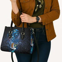 Aotearoa Matariki Leather Bag Maori Tribal with Silver Fern and Tui Bird Galaxy Style LT03 - Polynesian Pride