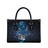 Aotearoa Matariki Leather Bag Maori Tribal with Silver Fern and Tui Bird Galaxy Style LT03 - Polynesian Pride
