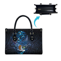 Aotearoa Matariki Leather Bag Maori Tribal with Silver Fern and Tui Bird Galaxy Style LT03 - Polynesian Pride