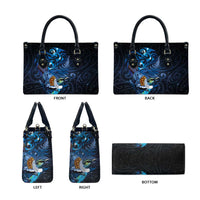 Aotearoa Matariki Leather Bag Maori Tribal with Silver Fern and Tui Bird Galaxy Style LT03 - Polynesian Pride
