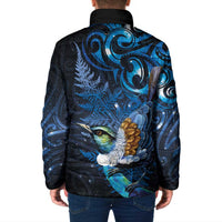Aotearoa Matariki Padded Jacket Maori Tribal with Silver Fern and Tui Bird Galaxy Style LT03 - Polynesian Pride