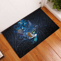 Aotearoa Matariki Rubber Doormat Maori Tribal with Silver Fern and Tui Bird Galaxy Style LT03 - Polynesian Pride