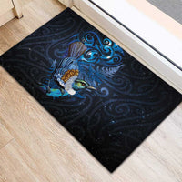 Aotearoa Matariki Rubber Doormat Maori Tribal with Silver Fern and Tui Bird Galaxy Style LT03 - Polynesian Pride