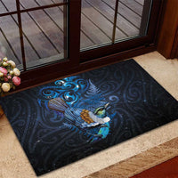 Aotearoa Matariki Rubber Doormat Maori Tribal with Silver Fern and Tui Bird Galaxy Style LT03 - Polynesian Pride