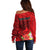 Personalised Hawaii Valentine Day Off Shoulder Sweater Couple Love Heart mix Hibiscus and Polynesian Tattoo LT03 - Polynesian Pride