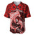 Polynesian Shark Valentine Day Baseball Jersey Hibiscus and Tribal Tattoo Red Style LT03 Red - Polynesian Pride