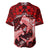 Polynesian Shark Valentine Day Baseball Jersey Hibiscus and Tribal Tattoo Red Style LT03 - Polynesian Pride