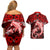 Polynesian Shark Valentine Day Couples Matching Off Shoulder Short Dress and Hawaiian Shirt Hibiscus and Tribal Tattoo Red Style LT03 - Polynesian Pride