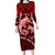 Polynesian Shark Valentine Day Family Matching Long Sleeve Bodycon Dress and Hawaiian Shirt Hibiscus and Tribal Tattoo Red Style LT03 Mom's Dress Red - Polynesian Pride