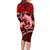 Polynesian Shark Valentine Day Family Matching Long Sleeve Bodycon Dress and Hawaiian Shirt Hibiscus and Tribal Tattoo Red Style LT03 - Polynesian Pride