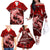 Polynesian Shark Valentine Day Family Matching Off Shoulder Long Sleeve Dress and Hawaiian Shirt Hibiscus and Tribal Tattoo Red Style LT03 - Polynesian Pride