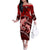 Polynesian Shark Valentine Day Family Matching Off Shoulder Long Sleeve Dress and Hawaiian Shirt Hibiscus and Tribal Tattoo Red Style LT03 Mom's Dress Red - Polynesian Pride