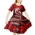 Polynesian Shark Valentine Day Kid Short Sleeve Dress Hibiscus and Tribal Tattoo Red Style LT03 - Polynesian Pride