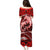 Polynesian Shark Valentine Day Puletasi Hibiscus and Tribal Tattoo Red Style LT03 - Polynesian Pride