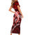 Polynesian Shark Valentine Day Short Sleeve Bodycon Dress Hibiscus and Tribal Tattoo Red Style LT03 - Polynesian Pride