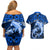 Polynesian Shark Valentine Day Couples Matching Off Shoulder Short Dress and Hawaiian Shirt Hibiscus and Tribal Tattoo Blue Style LT03 - Polynesian Pride