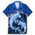 Polynesian Shark Valentine Day Family Matching Mermaid Dress and Hawaiian Shirt Hibiscus and Tribal Tattoo Blue Style LT03 Dad's Shirt - Short Sleeve Blue - Polynesian Pride