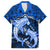 Polynesian Shark Valentine Day Family Matching Off Shoulder Short Dress and Hawaiian Shirt Hibiscus and Tribal Tattoo Blue Style LT03 Dad's Shirt - Short Sleeve Blue - Polynesian Pride