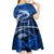 Polynesian Shark Valentine Day Kid Short Sleeve Dress Hibiscus and Tribal Tattoo Blue Style LT03 - Polynesian Pride