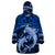 Polynesian Shark Valentine Day Wearable Blanket Hoodie Hibiscus and Tribal Tattoo Blue Style LT03 - Polynesian Pride