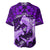 Polynesian Shark Valentine Day Baseball Jersey Hibiscus and Tribal Tattoo Purple Style LT03 - Polynesian Pride