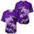 Polynesian Shark Valentine Day Baseball Jersey Hibiscus and Tribal Tattoo Purple Style LT03 - Polynesian Pride