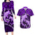 Polynesian Shark Valentine Day Couples Matching Long Sleeve Bodycon Dress and Hawaiian Shirt Hibiscus and Tribal Tattoo Purple Style LT03 Purple - Polynesian Pride