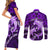 Polynesian Shark Valentine Day Couples Matching Short Sleeve Bodycon Dress and Long Sleeve Button Shirt Hibiscus and Tribal Tattoo Purple Style LT03 - Polynesian Pride