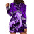 Polynesian Shark Valentine Day Hoodie Dress Hibiscus and Tribal Tattoo Purple Style LT03 - Polynesian Pride