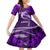 Polynesian Shark Valentine Day Kid Short Sleeve Dress Hibiscus and Tribal Tattoo Purple Style LT03 KID Purple - Polynesian Pride