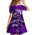 Polynesian Shark Valentine Day Kid Short Sleeve Dress Hibiscus and Tribal Tattoo Purple Style LT03 - Polynesian Pride