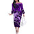 Polynesian Shark Valentine Day Off The Shoulder Long Sleeve Dress Hibiscus and Tribal Tattoo Purple Style LT03 Women Purple - Polynesian Pride